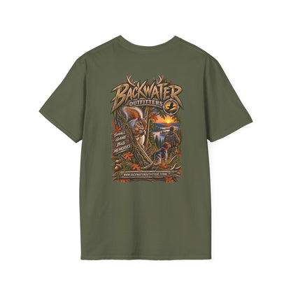 Backwater Outfitters Fishing T-Shirt — Outdoor Sunset Graphic Tee Printify