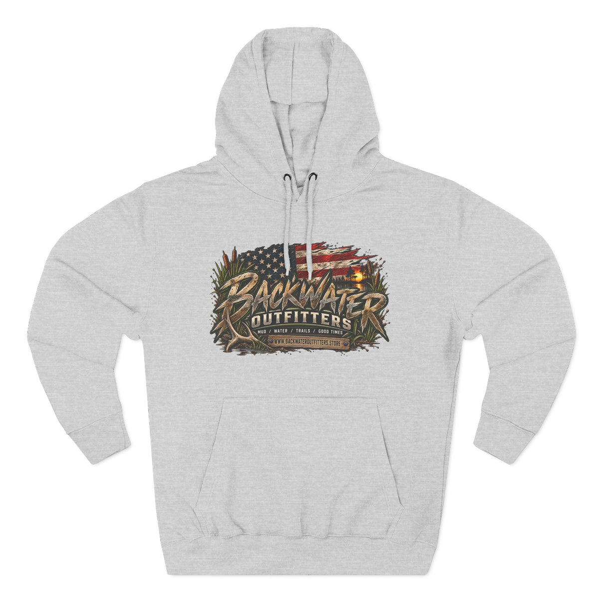 Backwater Outfitters Off-Road Hoodie – American Flag & UTV Graphic Fleece Printify