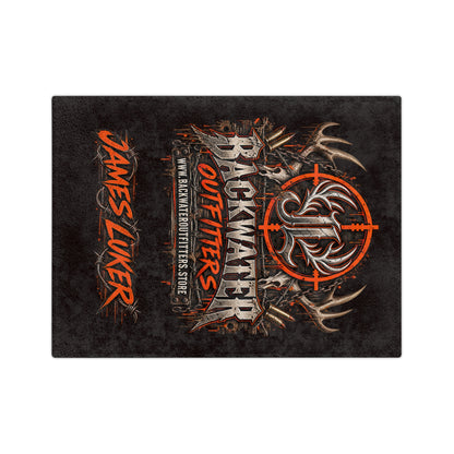 Backwater Outfitters Personalized Velveteen Blanket — "James Luker" Hunting Logo Throw Printify