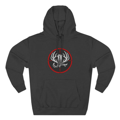 James Luker Hunting Logo Hoodie — Backwater Outfitters Antler Crest Fleece Hoodie Printify