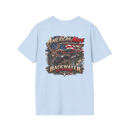 Backwater Outfitters Fishing T-Shirt — Retro Swamp Camp Logo