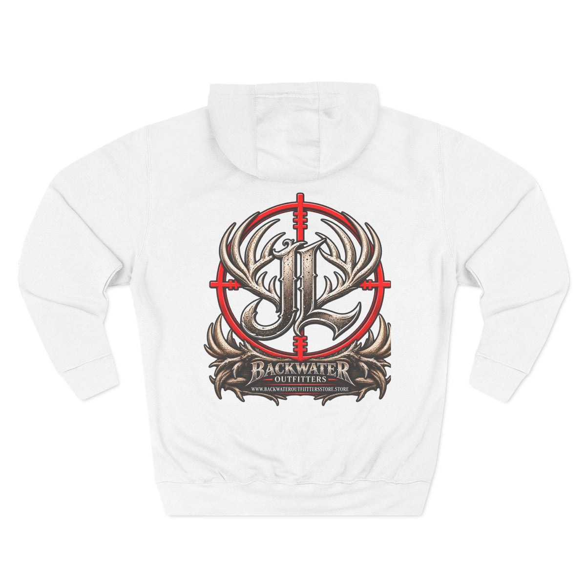 James Luker Hunting Logo Hoodie — Backwater Outfitters Antler Crest Fleece Hoodie Printify