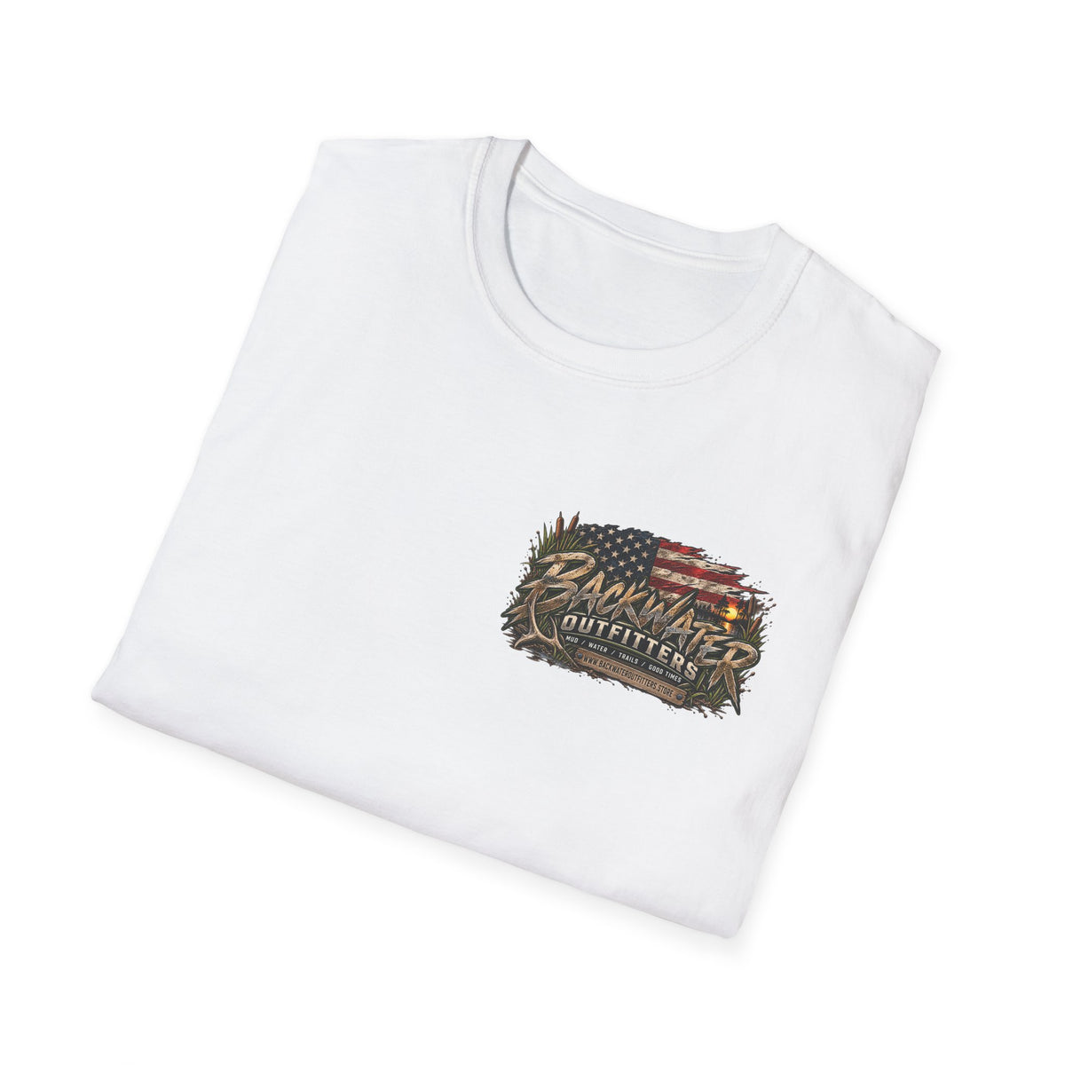 Simply Backwater Outfitters Flag Graphic T-Shirt — American Rustic Fishing Tee Printify