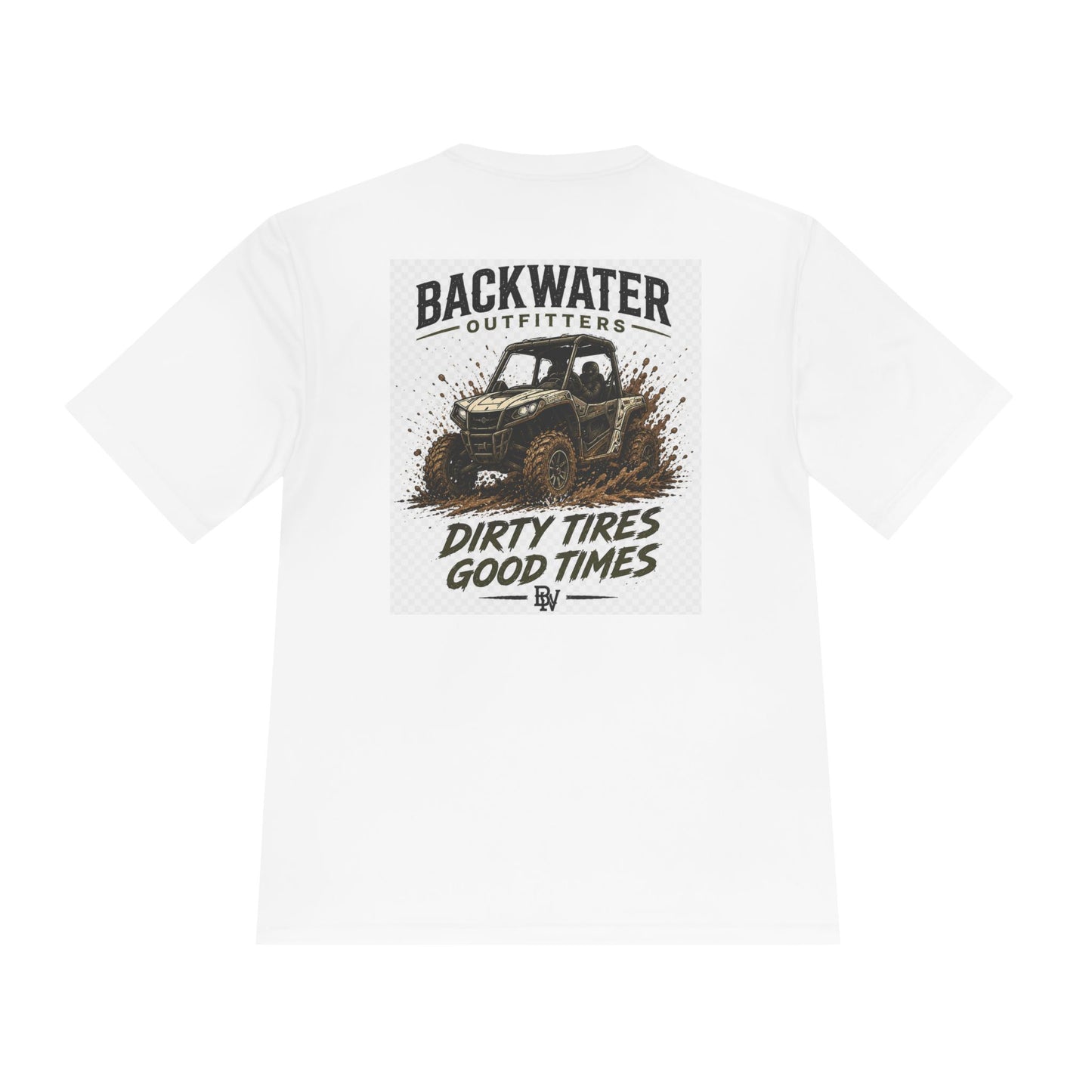 Backwater Outfitters "Dirty Tires Good Times" Moisture-Wicking Tee