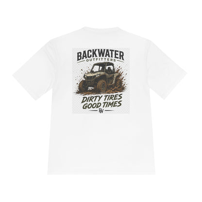 Backwater Outfitters "Dirty Tires Good Times" Moisture-Wicking Tee