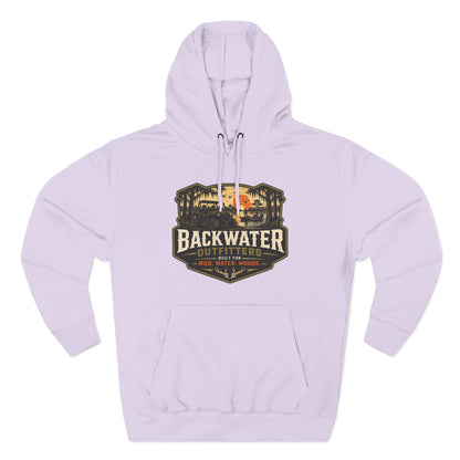 Backwater Outfitters Fishing Hoodie — “My Retirement Plan Has a Trolling Motor” Graphic