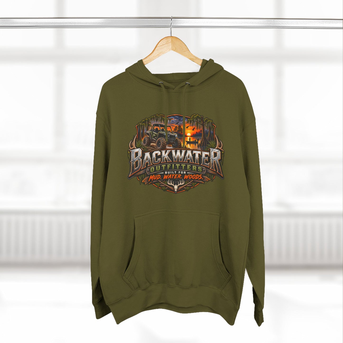 Backwater Outfitters Fishing Hoodie — "Master Baiter" Graphic Pullover