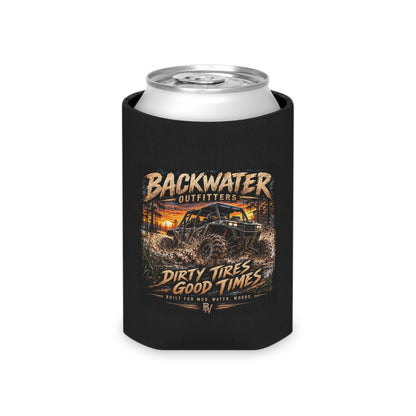 Backwater Outfitters Can Cooler — "Dirty Tires, Good Times" Off‑Road Beverage Koozie