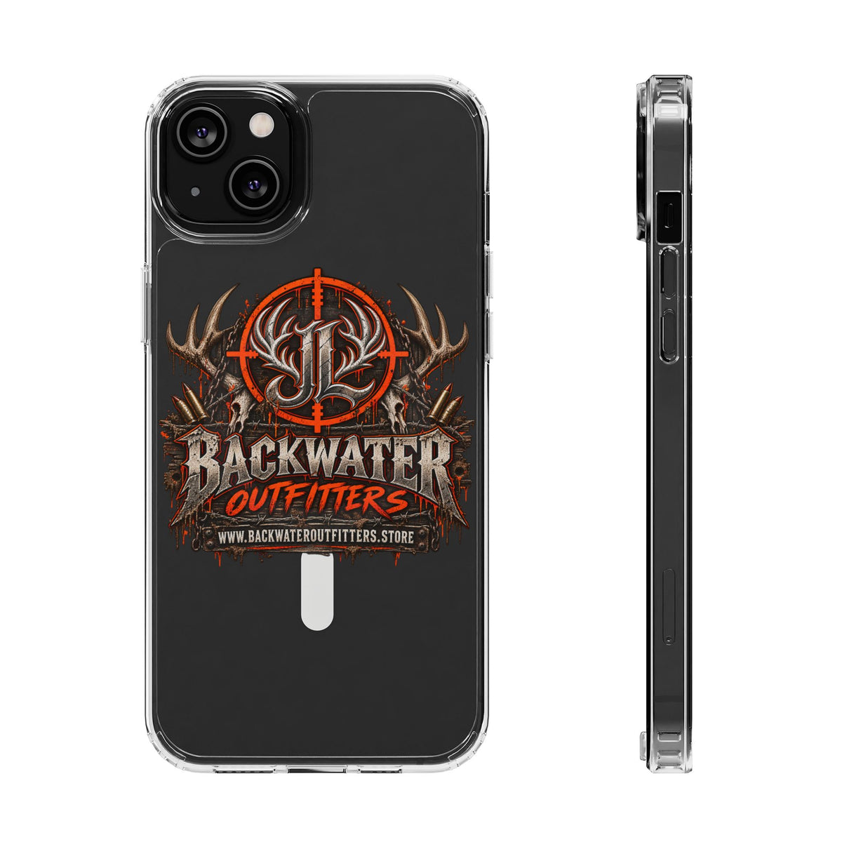 James Luker Clear Magnetic Phone Case — Backwater Outfitters Hunting Logo, Impact-Resistant Printify