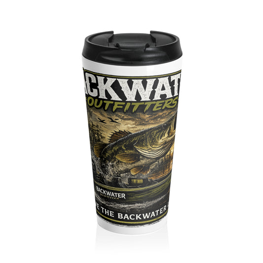 Backwater Outfitters Bass Travel Mug — Stainless Steel Fishing Tumbler
