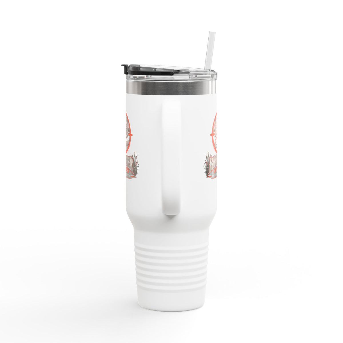James Luker Backwater Hunting Logo 40oz Insulated Travel Mug Printify