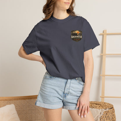Backwater Outfitters Sunset Canoe T-Shirt — "Built for Mud. Water. Woods."