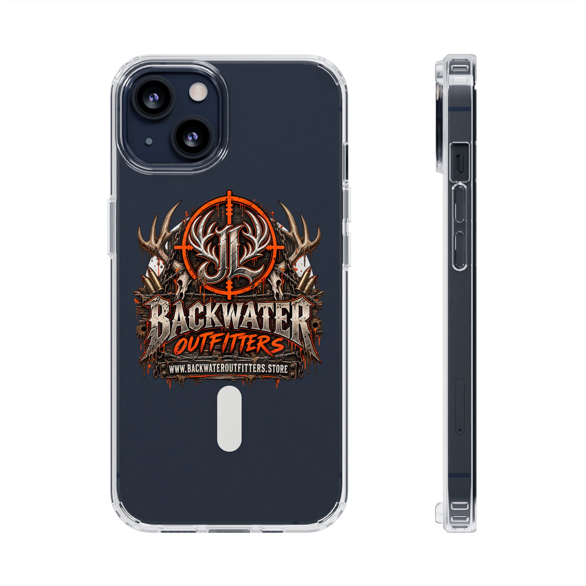 James Luker Clear Magnetic Phone Case — Backwater Outfitters Hunting Logo, Impact-Resistant Printify
