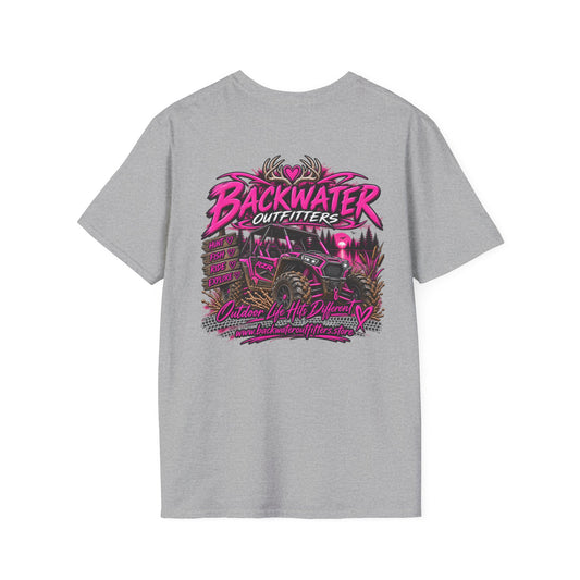 Women Backwater Outfitters Pink ATV T-Shirt — Off-Road Mudding Tee Printify