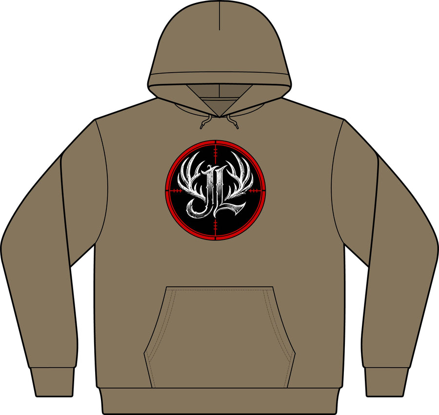 Camo Pullover Hoodie with Antler Monogram Emblem Printify