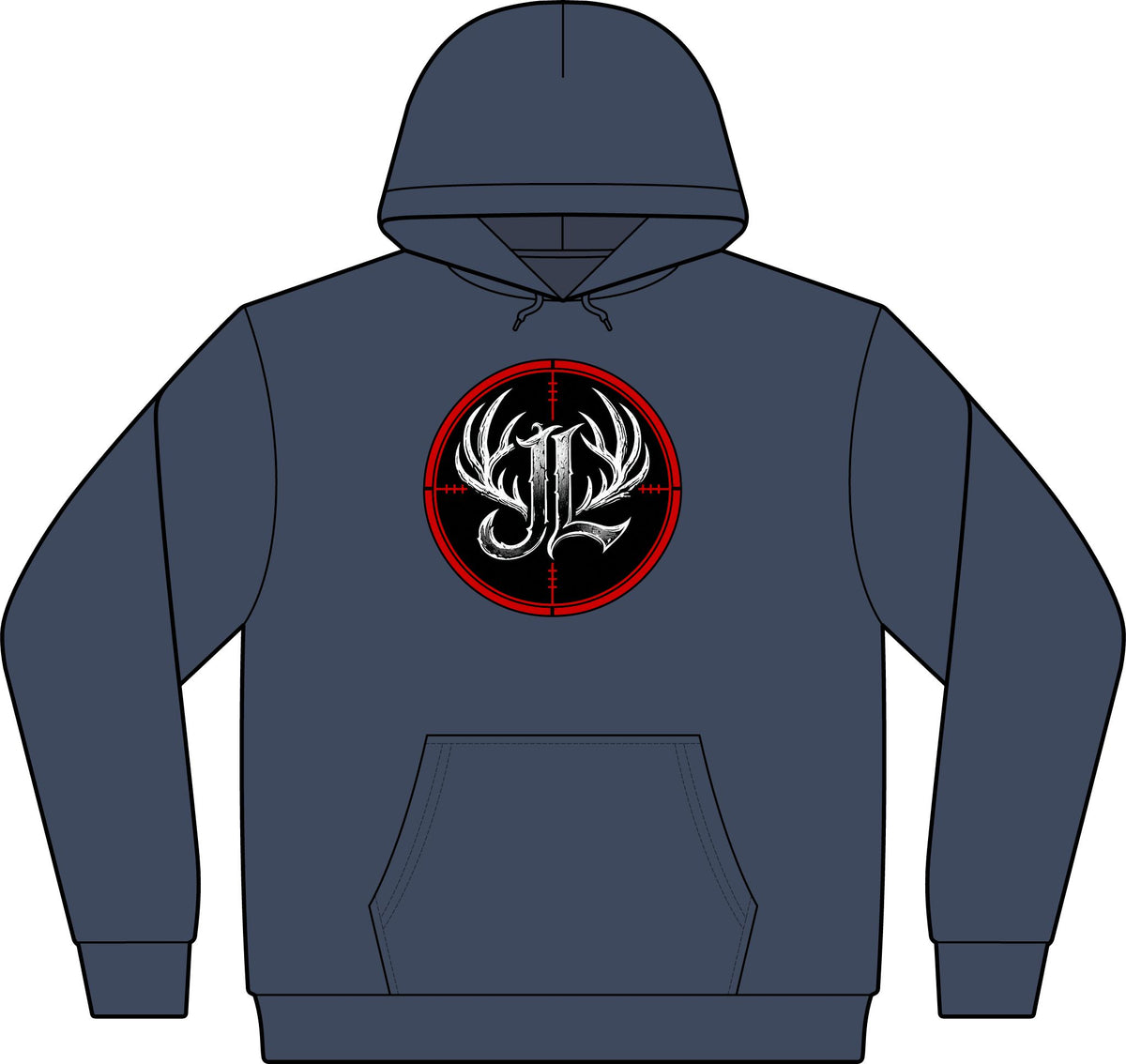 Camo Pullover Hoodie with Antler Monogram Emblem Printify