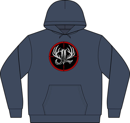 Camo Pullover Hoodie with Antler Monogram Emblem Printify