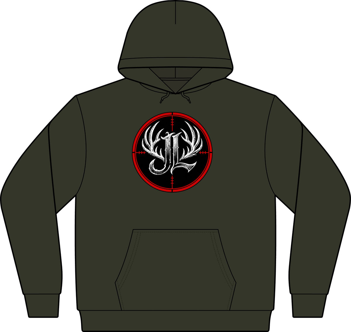 Camo Pullover Hoodie with Antler Monogram Emblem Printify