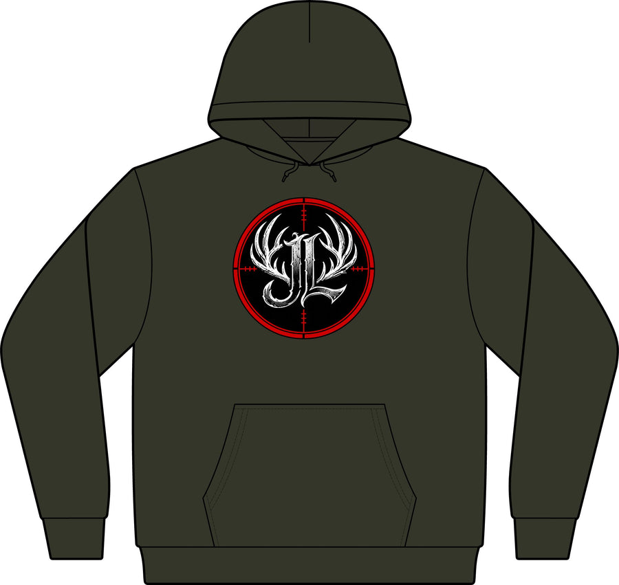 Camo Pullover Hoodie with Antler Monogram Emblem Printify