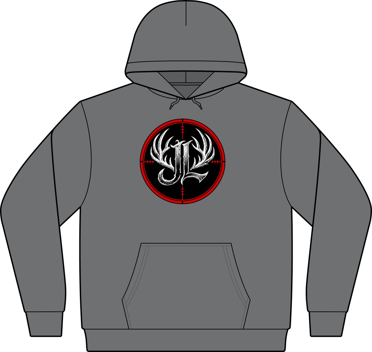 Camo Pullover Hoodie with Antler Monogram Emblem Printify