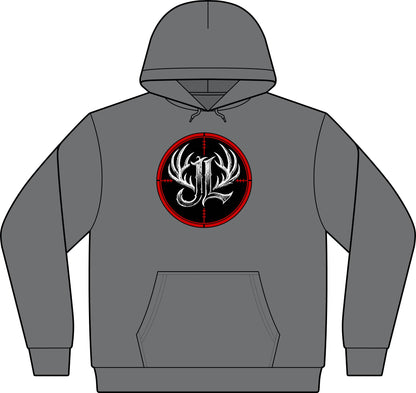 Camo Pullover Hoodie with Antler Monogram Emblem Printify