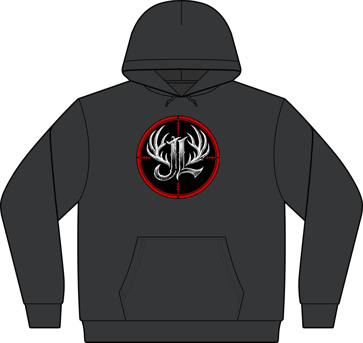 Camo Pullover Hoodie with Antler Monogram Emblem Printify