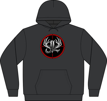 Camo Pullover Hoodie with Antler Monogram Emblem Printify