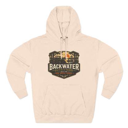 Backwater Outfitters Fishing Hoodie — “My Retirement Plan Has a Trolling Motor” Graphic