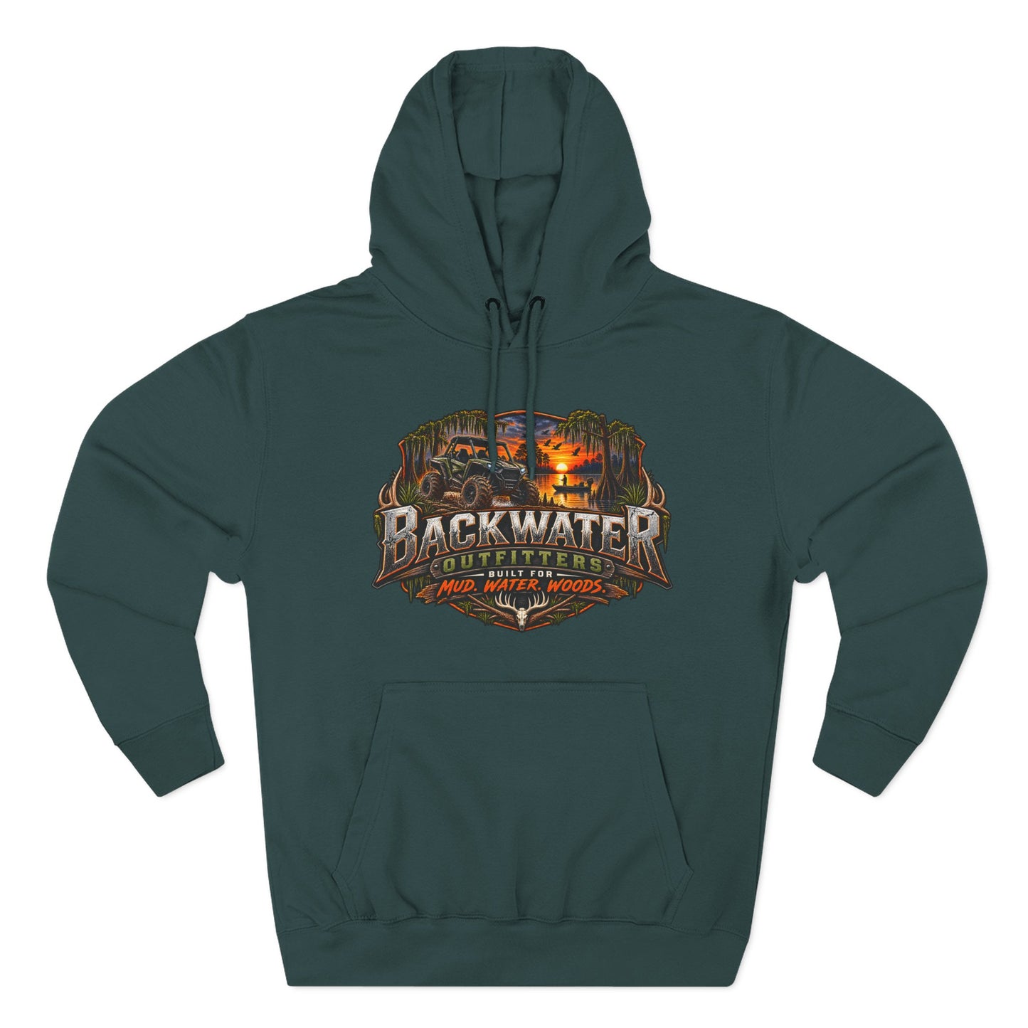 Backwater Outfitters Hoodie — Ride It, Hunt It, Fish It Graphic Pullover