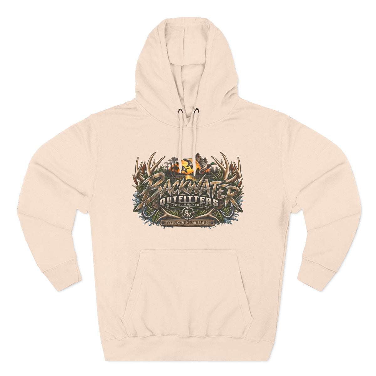Backwater Outfitters Hoodie — Off‑Road Adventure Fleece Pullover Printify