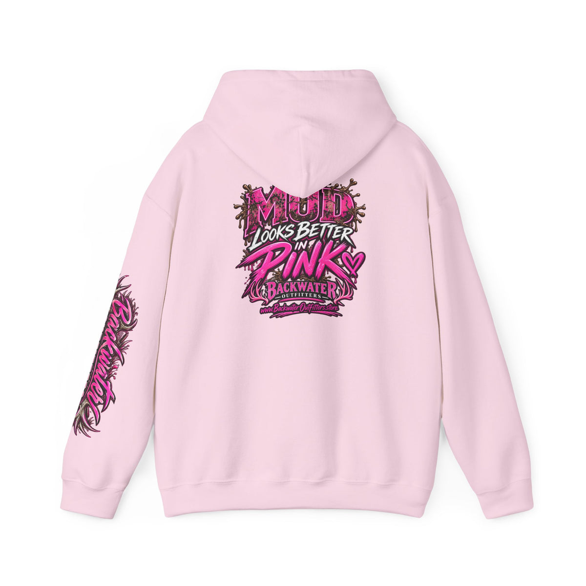 Girl Backwater Outfitters "Mud Looks Better Pink" Hoodie Printify