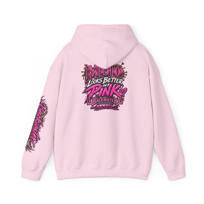 Girl Backwater Outfitters "Mud Looks Better Pink" Hoodie Printify
