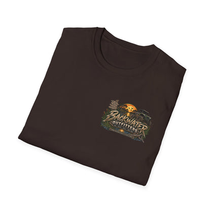 Simply Backwater Outfitters Fishing Tee – Sunset Swamp Outdoor Shirt Printify