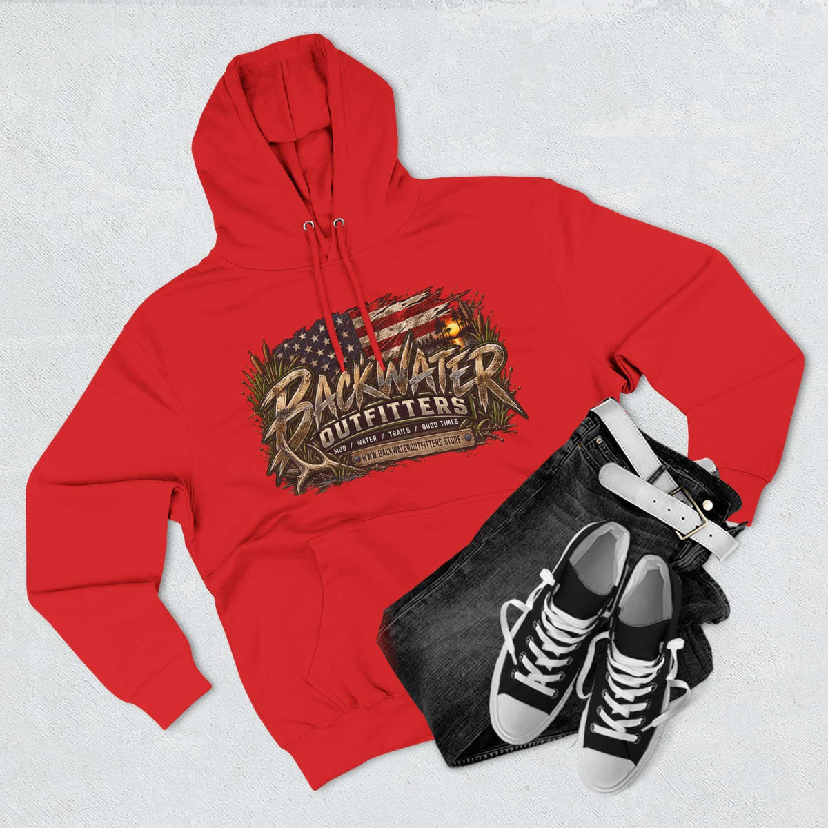 Backwater Outfitters Off-Road Hoodie — American Flag & UTV Graphic Printify