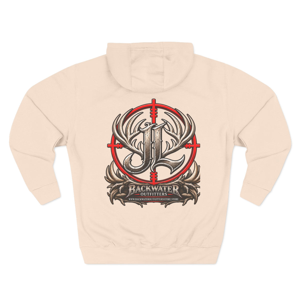 James Luker Hunting Logo Hoodie — Backwater Outfitters Antler Crest Fleece Hoodie Printify