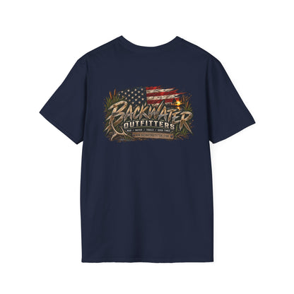 Simply Backwater Outfitters Flag Graphic T-Shirt — American Rustic Fishing Tee Printify