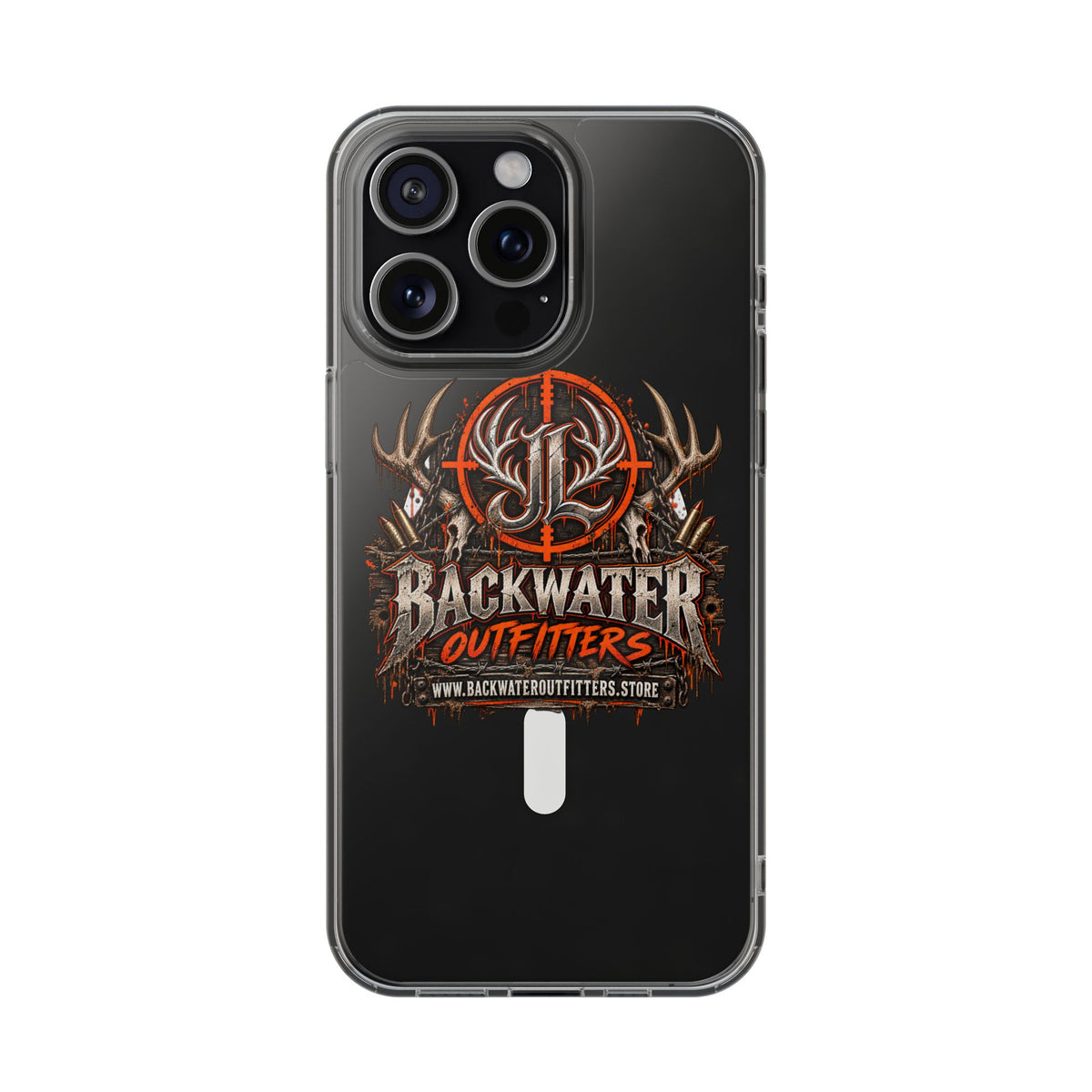 James Luker Clear Magnetic Phone Case — Backwater Outfitters Hunting Logo, Impact-Resistant Printify
