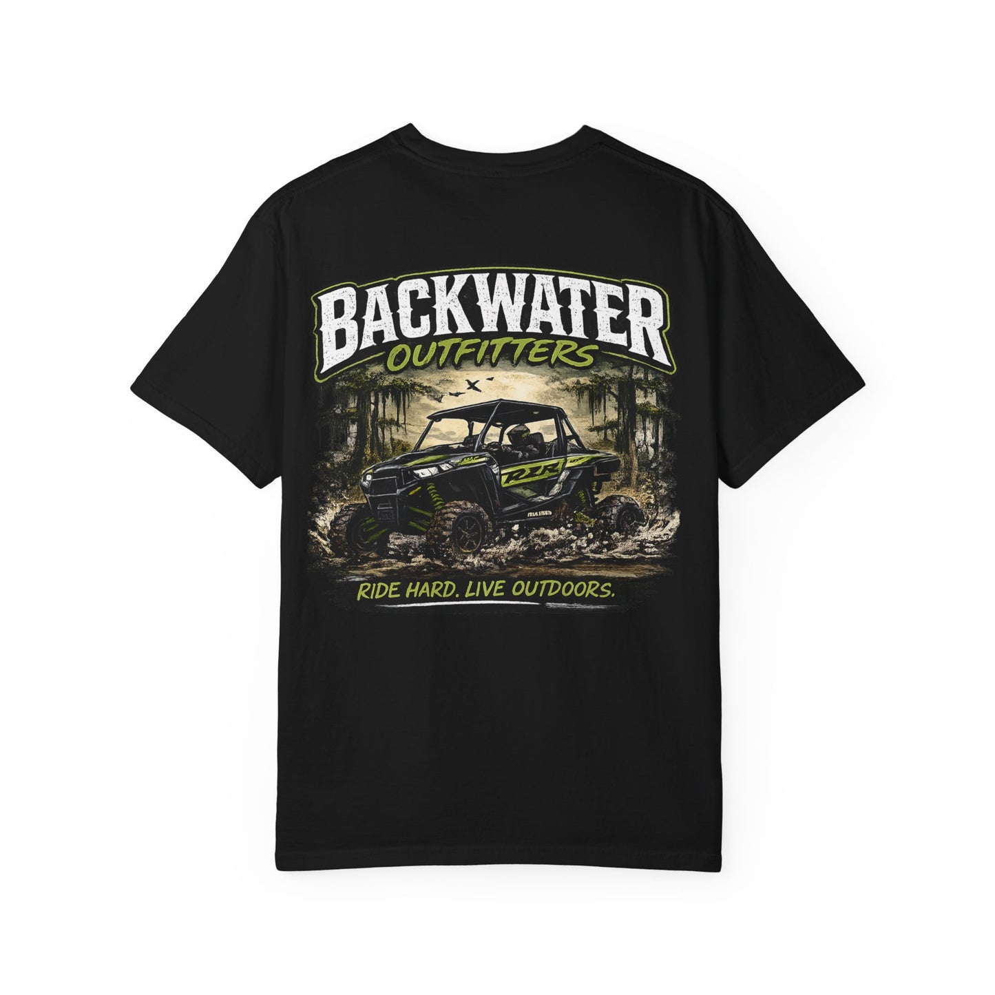 Backwater Outfitters Off-Road T-Shirt — "Ride Hard, Live Outdoors" Adventure Tee