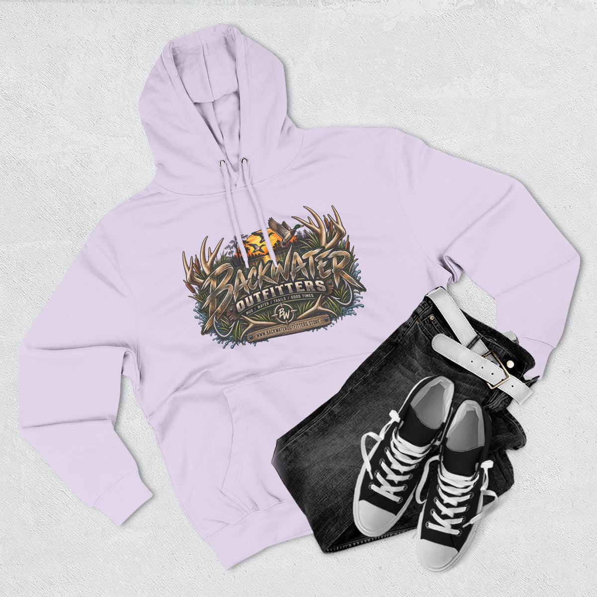 Backwater Outfitters Hoodie — Off‑Road Adventure Fleece Pullover