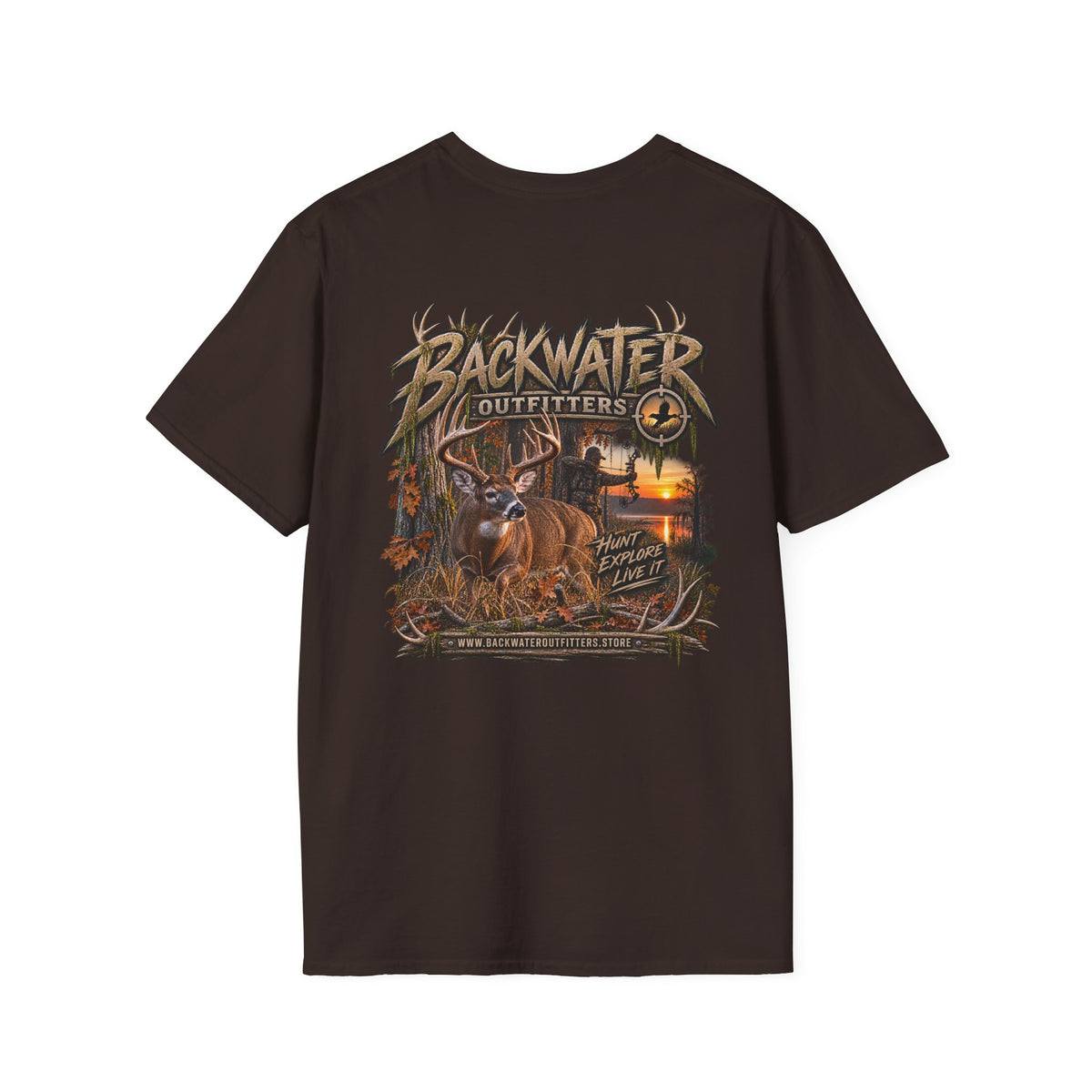 Backwater Outfitters Deer Hunting T-Shirt — Outdoor Hunting Graphic Tee Printify