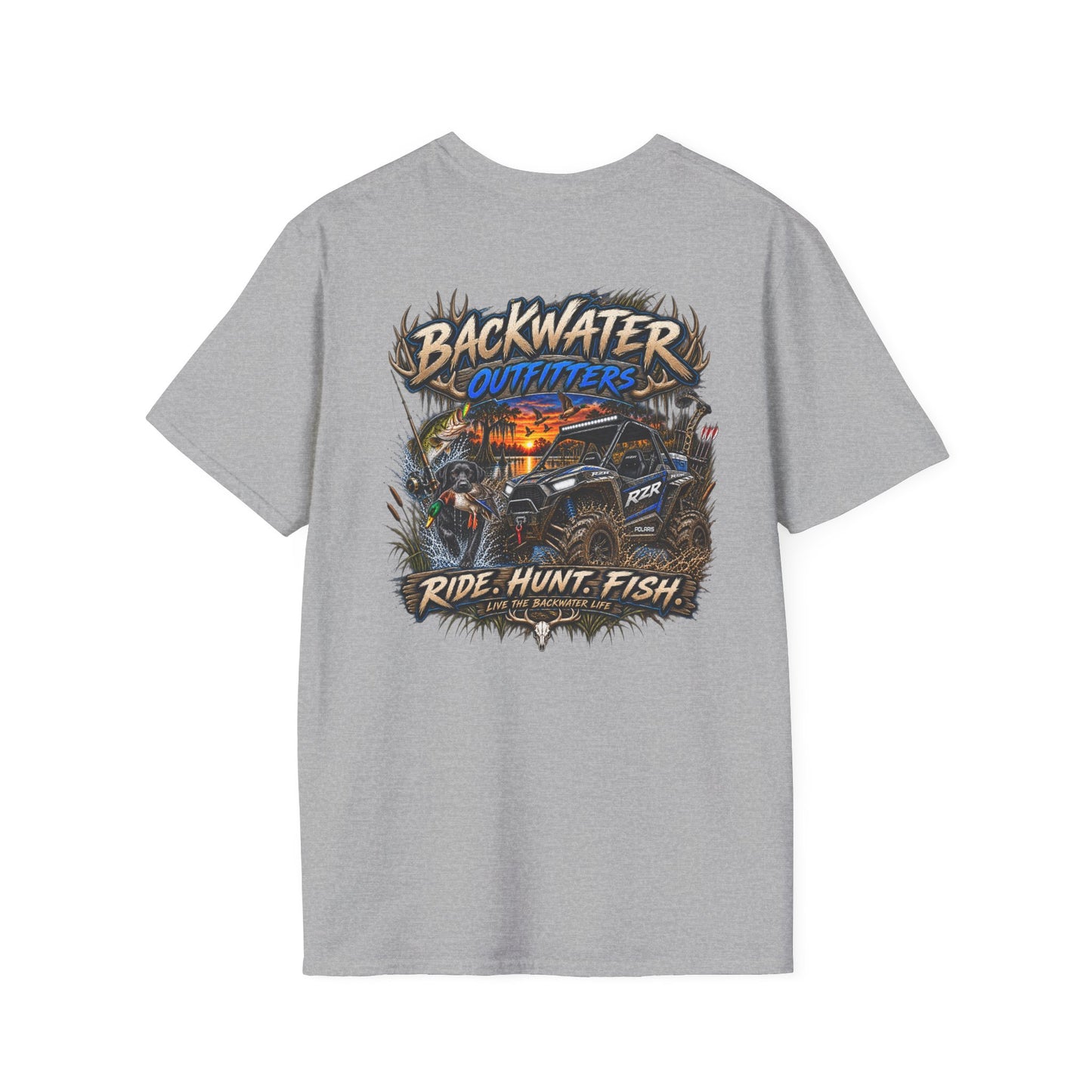 Backwater Outfitters T-Shirt — Rustic Camping & Fishing Logo Tee