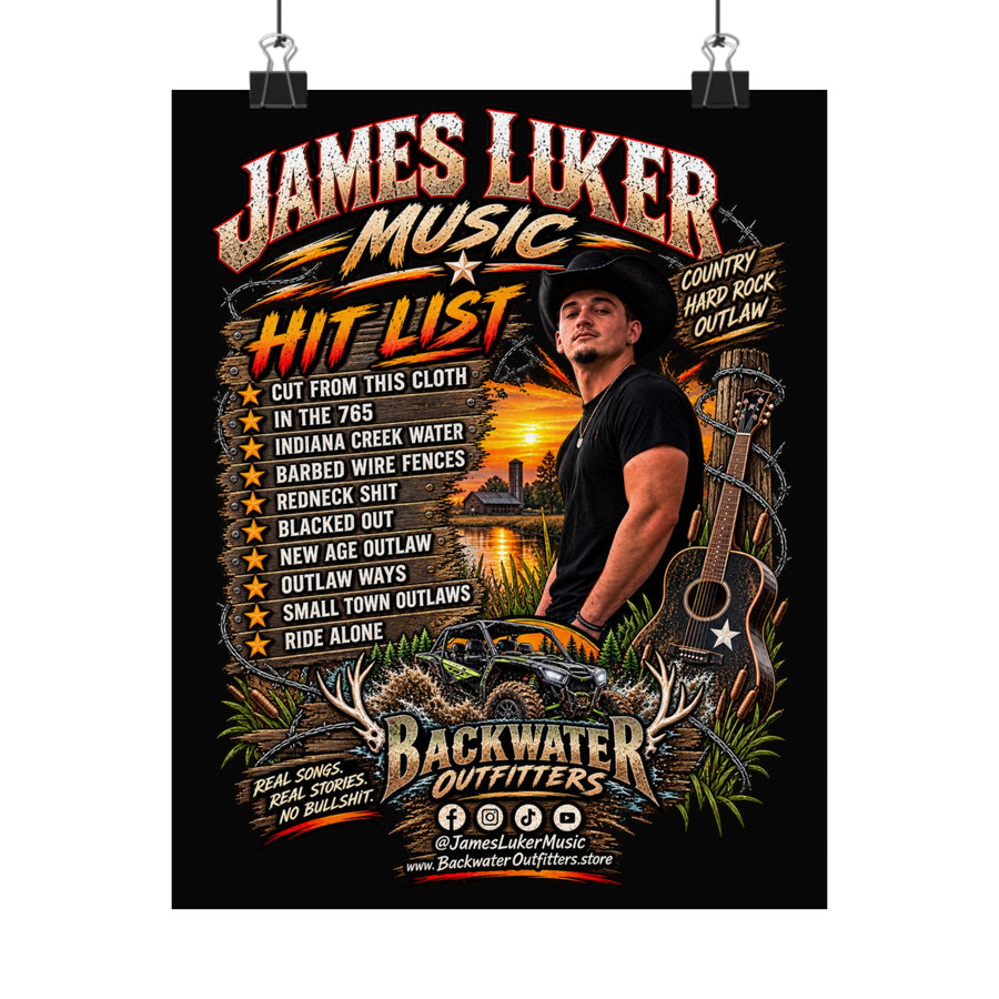 James Luker Music Hit List Poster — Country Rock Outlaw Matte Vertical Poster Printify