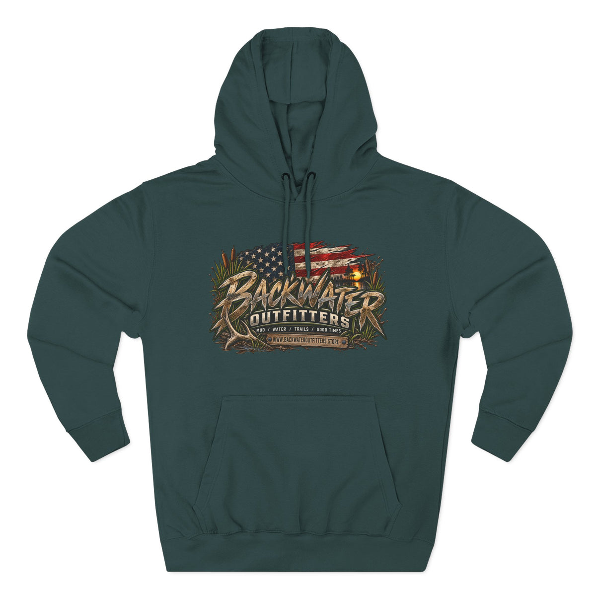 Backwater Outfitters Off-Road Hoodie – American Flag & UTV Graphic Fleece Printify