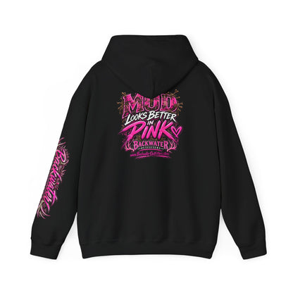 Girl Backwater Outfitters "Mud Looks Better Pink" Hoodie Printify