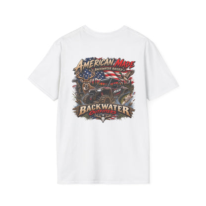 Backwater Outfitters Fishing T-Shirt — Retro Swamp Camp Logo