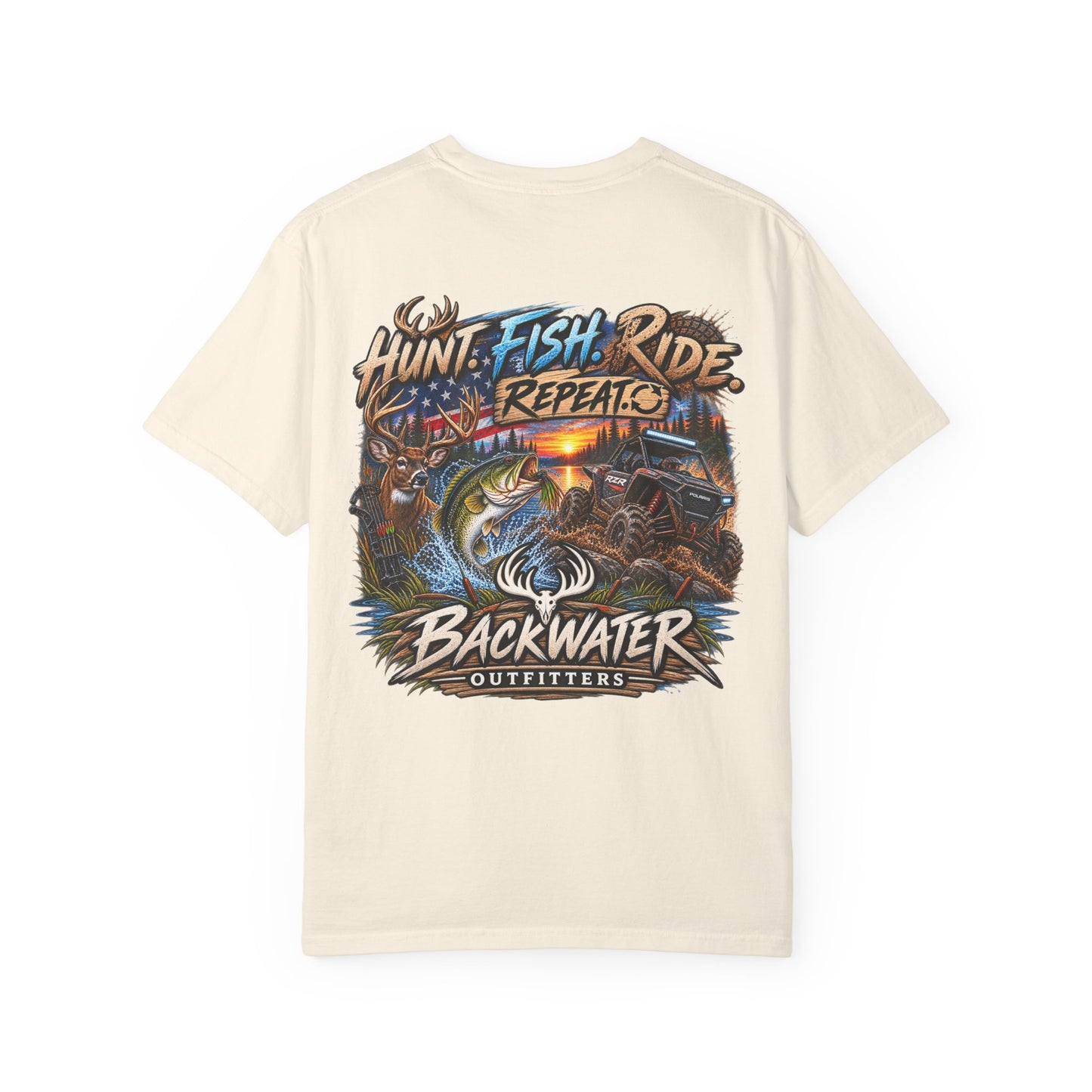 Backwater Outfitters "Hunt Fish Ride Repeat" T-Shirt