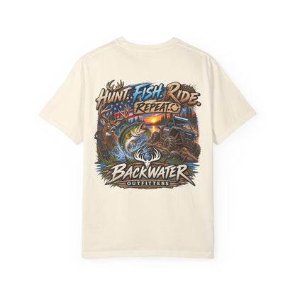 Backwater Outfitters "Hunt Fish Ride Repeat" T-Shirt