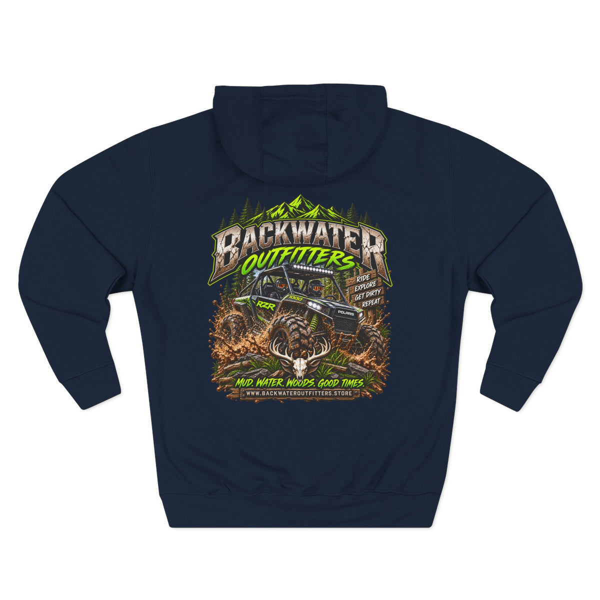 Backwater Outfitters Hoodie — Off‑Road Adventure Fleece Pullover