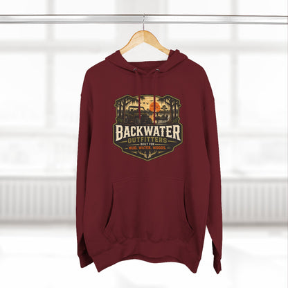 Backwater Outfitters Fishing Hoodie — “My Retirement Plan Has a Trolling Motor” Graphic