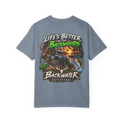 Backwater Outdoor Logo T-Shirt — Retro Fishing & Camping Tee